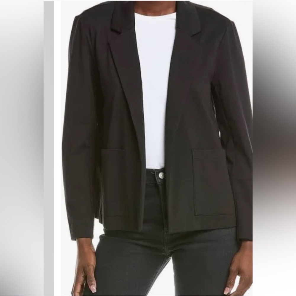 Eileen Fisher Classic Black Open Front Blazer - Picture 2 of 8